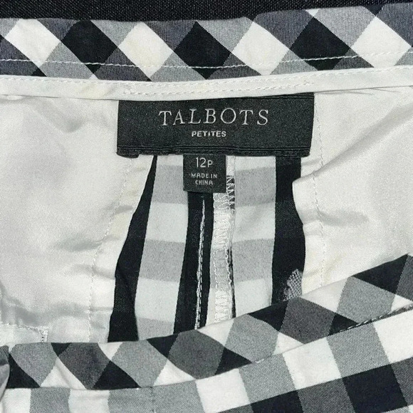 Talbots black and white gingham slacks with side zip and fake back pockets EUC - Picture 8 of 13